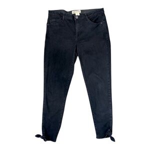 Democracy "Ab"Technology Crop Ankle Tie Black Jeans Womens Sz 8 Slimming Panels